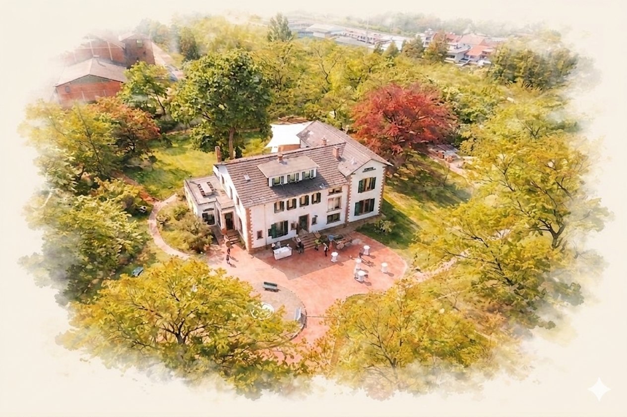 Villa Renting — Luftaufnahme der historischen Villa