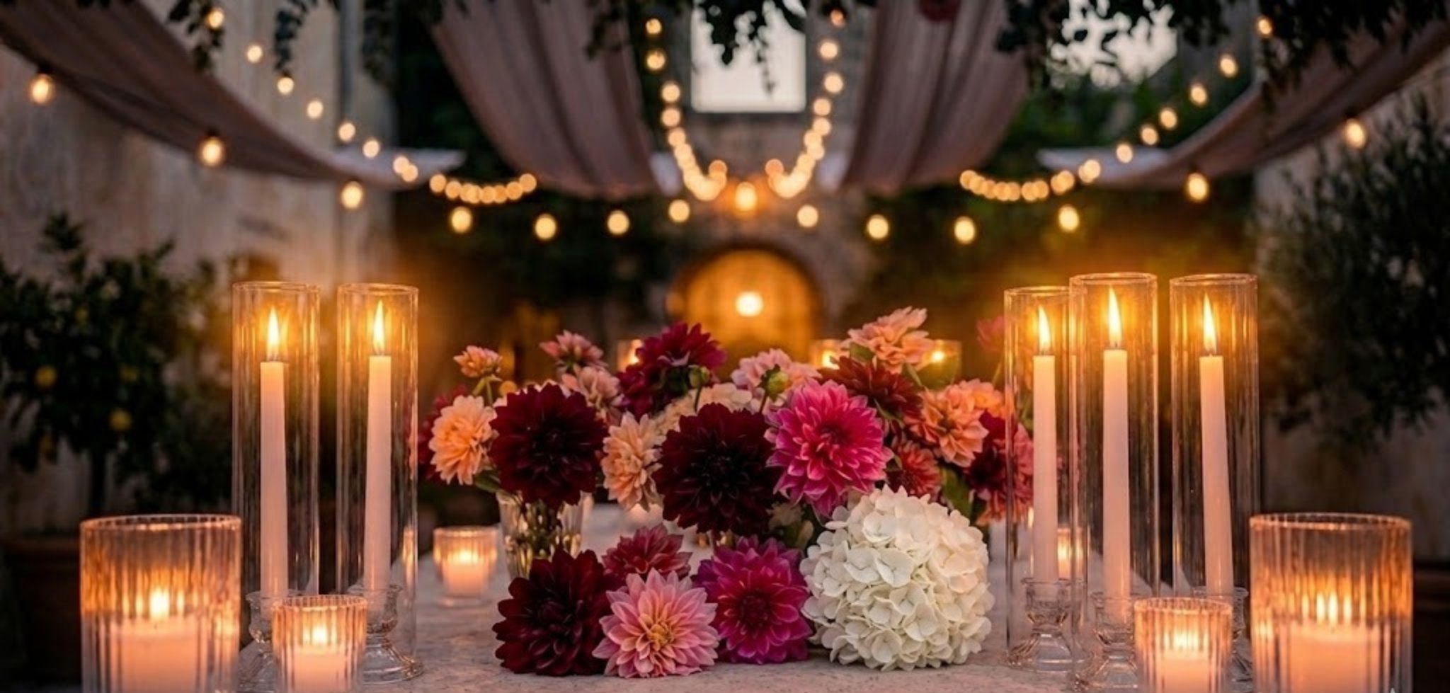 Romantische Tischdekoration